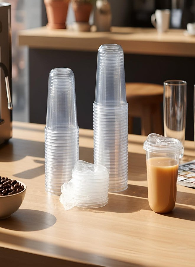 Ziliny 50 Pack 16oz Clear Plastic Cups with Strawless Sip Lids Disposable Iced Coffee Cups Pet Crystal Round Bottom Tumblers for Iced Coffee, Cold Drinks, Smoothie, Drink Shops and Party Catering - Image 2